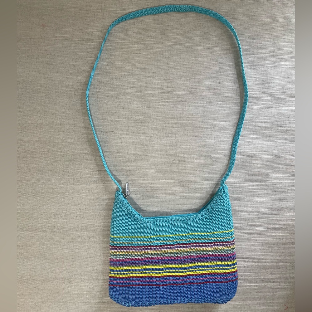 Stone Mountain Blue and Yellow Striped woven Crossbody Bag